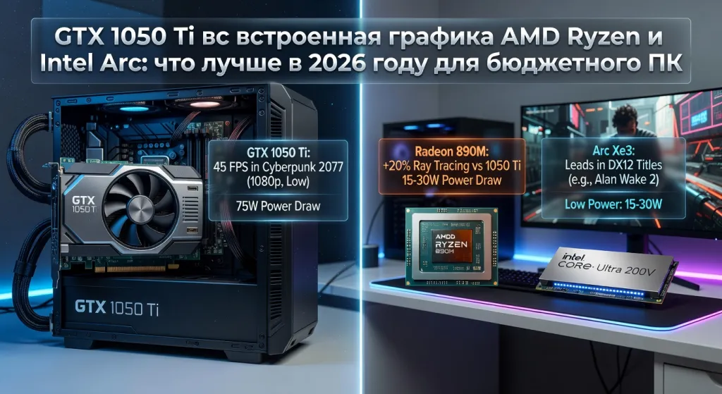 GTX 1050 Ti vs встроенная графика AMD Ryzen и Intel Arc: что лучше в 2026 году для бюджетного ПК