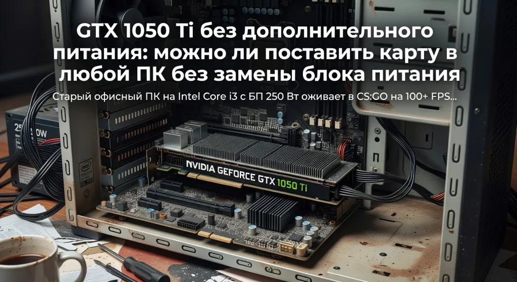 GTX 1050 Ti без дополнительного питания: можно ли поставить карту в любой ПК без замены блока питания