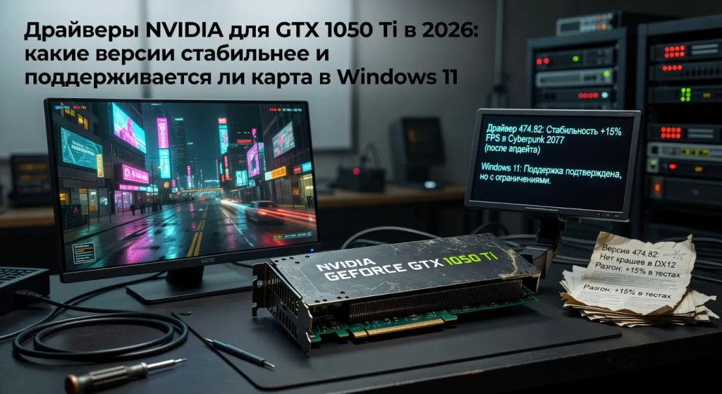 Драйверы NVIDIA для GTX 1050 Ti в 2026: какие версии стабильнее и поддерживается ли карта в Windows 11
